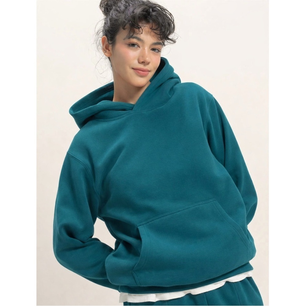NEW Double Zero Deep Green Essential Hoodie Sweater Cozy Pullover Size Large